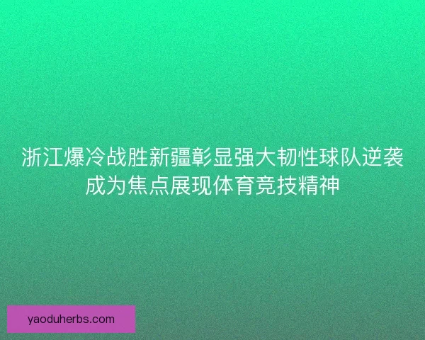 浙江爆冷战胜新疆彰显强大韧性球队逆袭成为焦点展现体育竞技精神