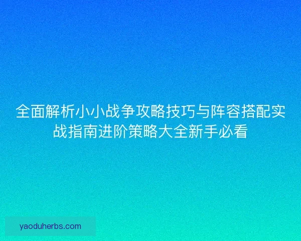 全面解析小小战争攻略技巧与阵容搭配实战指南进阶策略大全新手必看